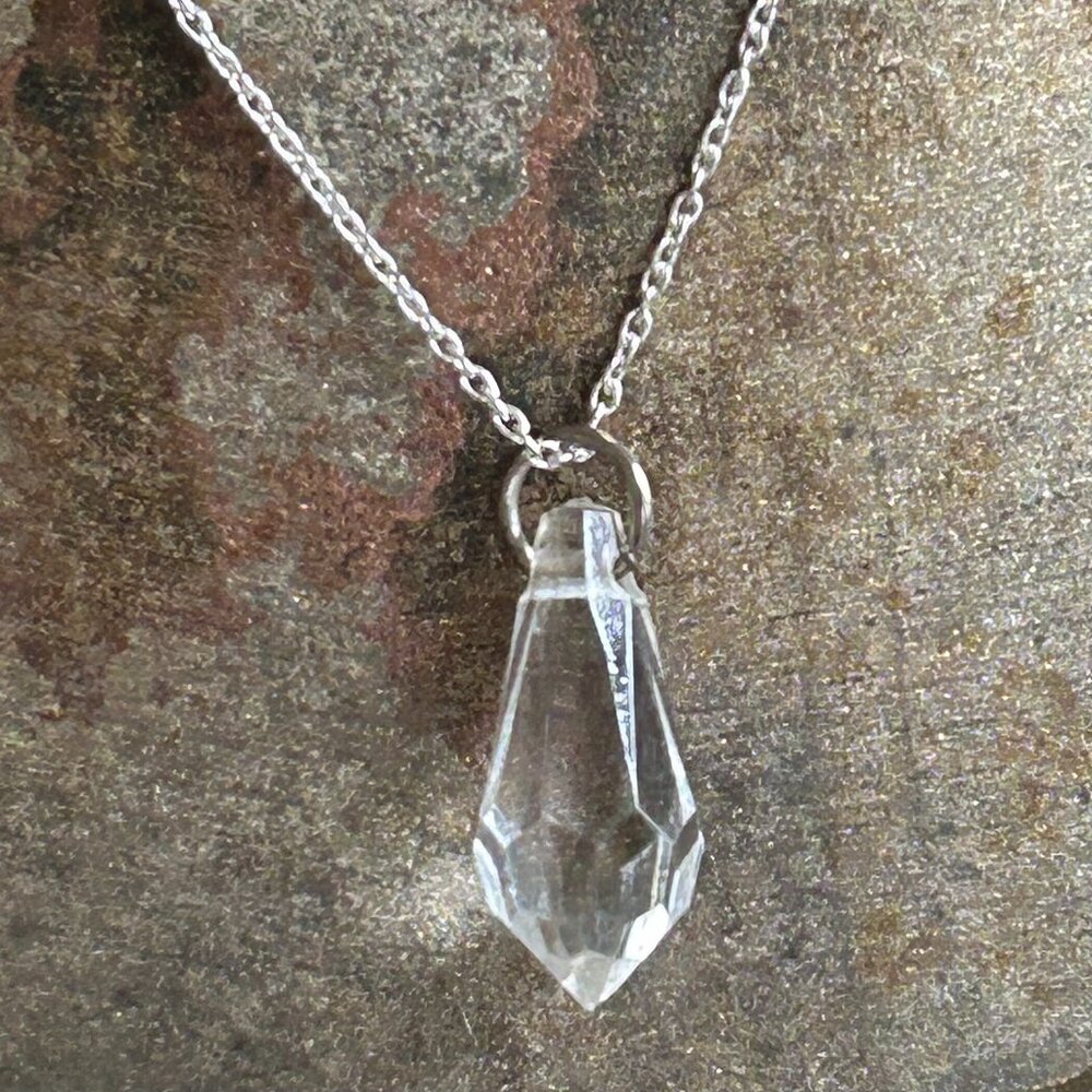 Clear Pendant Necklace on Sterling Silver Chain